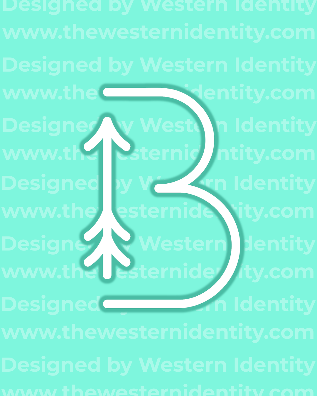 Unique B Arrow Cattle and Horse Brand Design, built by Western Identity Custom Livestock Brand Design. For use as a hot or freeze brand. 