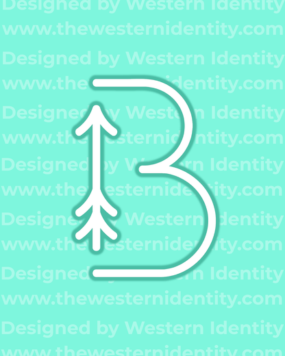 Unique B Arrow Cattle and Horse Brand Design, built by Western Identity Custom Livestock Brand Design. For use as a hot or freeze brand. 