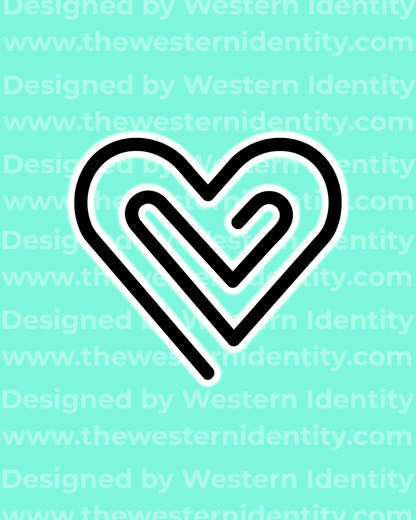 western cattle ranch mark livestock brand heart design. Western themed business logo designed by Western Identity. 