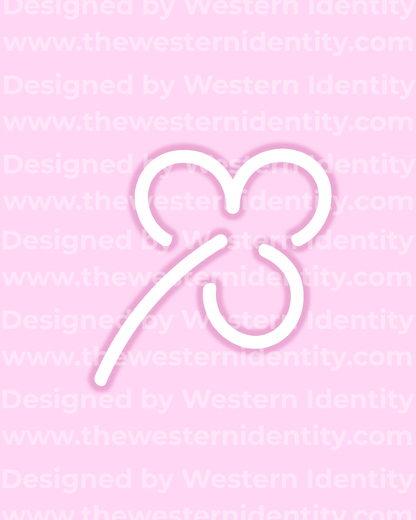 A lucky three leaf clover "MU" or "MC" cattle brand, horse brand, or livestock brand design. Works as a hot brand or freeze brand on cows or equine.  Traditional brand style combining modern and traditional elements, a perfect mix of what Western Identity does best. 