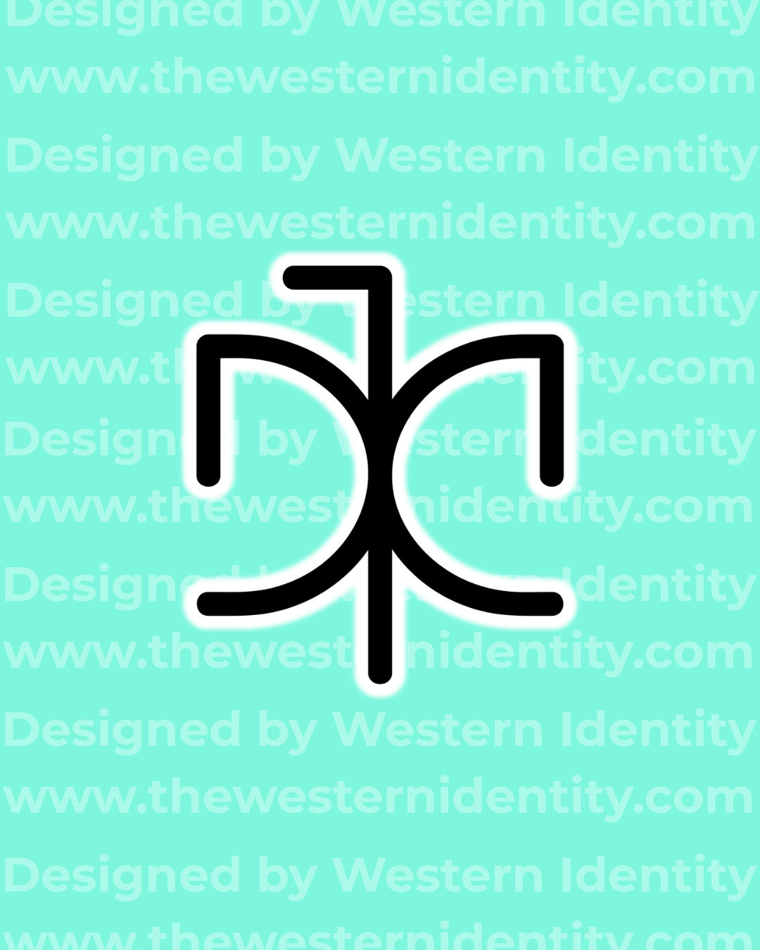 Black bird themed livestock, cattle, and horse brand / logo on a turquoise background with 'Western Identity' watermarked text.