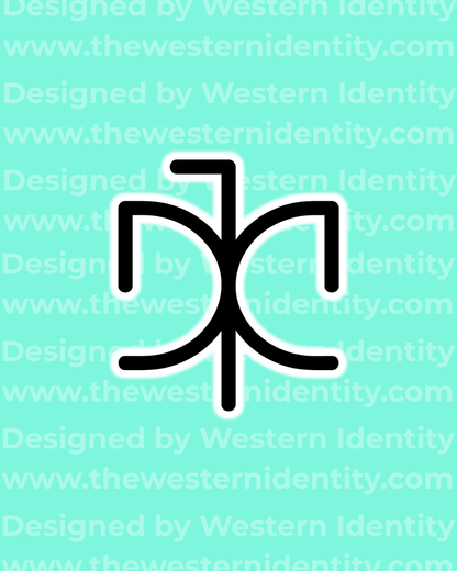 Black bird themed livestock, cattle, and horse brand / logo on a turquoise background with 'Western Identity' watermarked text.
