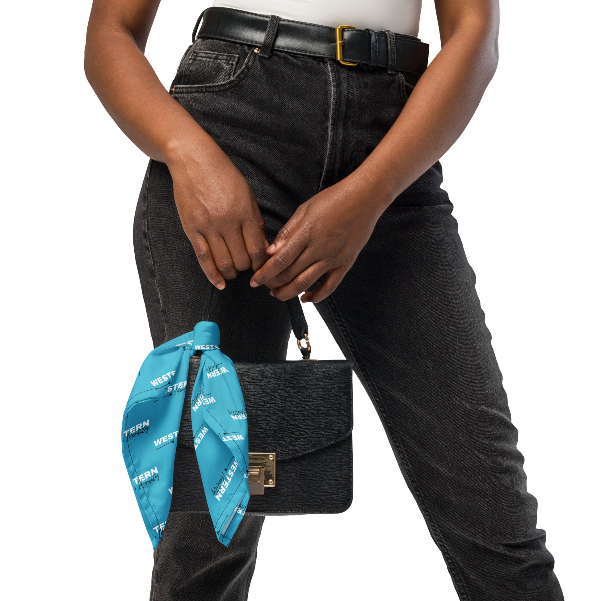 Western Identity Logo Bandana / Branded Twilly, turquoise in color